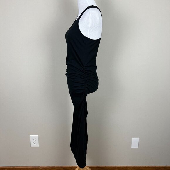 Michael Stars Racerback Midi Dress Womens Medium Black Shirred Bodycon 9579 M - Picture 8 of 14